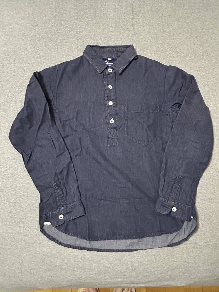 yarmo ヤーモ プルオーバー デニム ワーク シャツ シップス SHIPS 38 M 英国製 イングランド ギャザー 濃紺 別注 ベンチレーション 拍卖