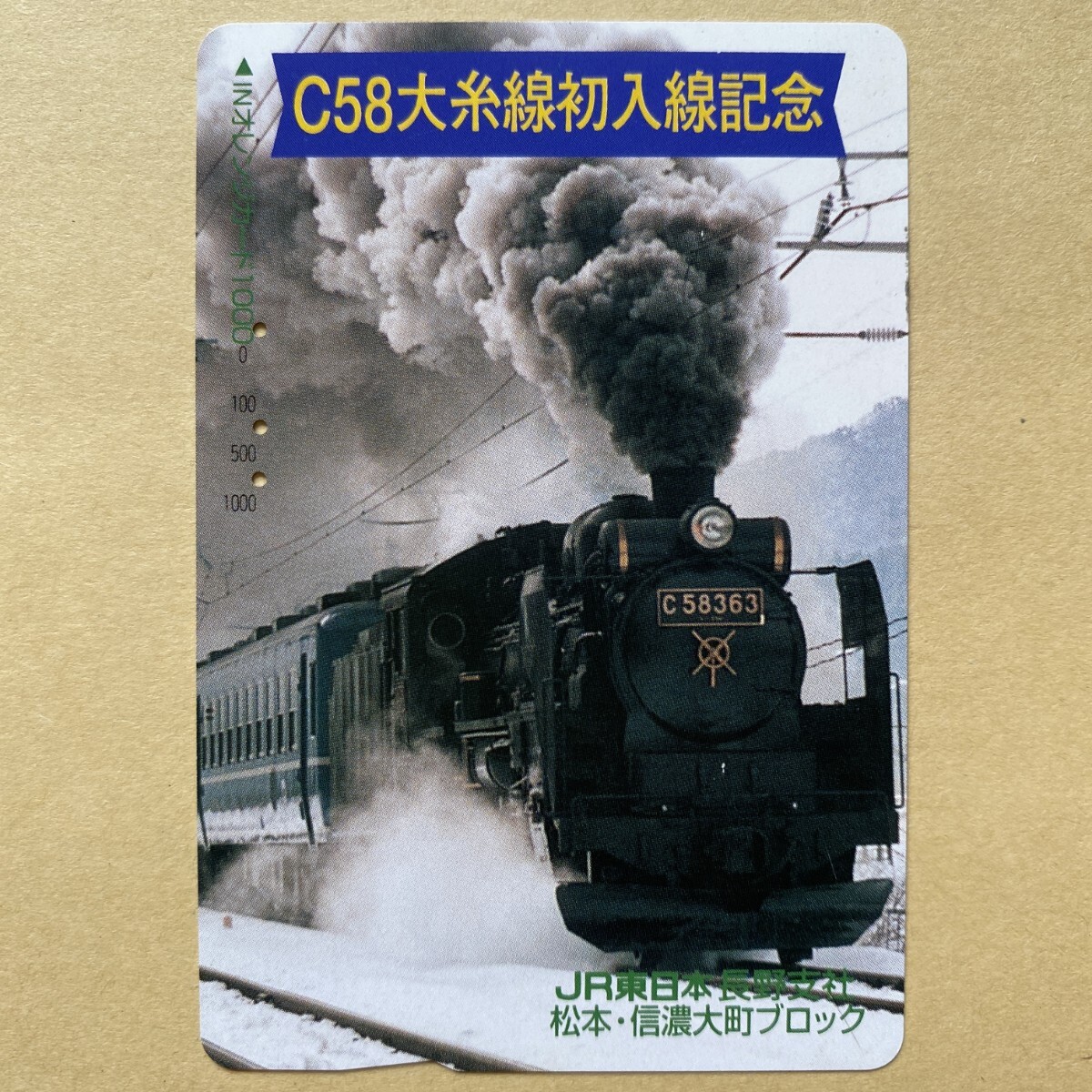 【使用済】 SLオレンジカード JR東日本 C58大糸線初入線記念拍卖