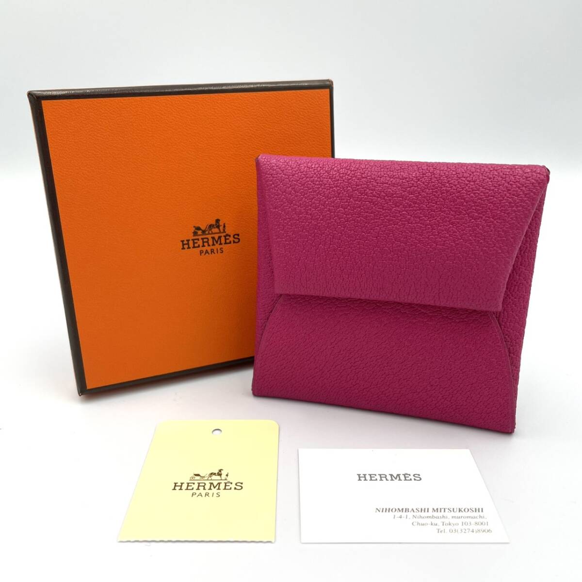 極美品 HERMES エルメス バスティア コインケース 小銭入れ 財布 ピンク拍卖