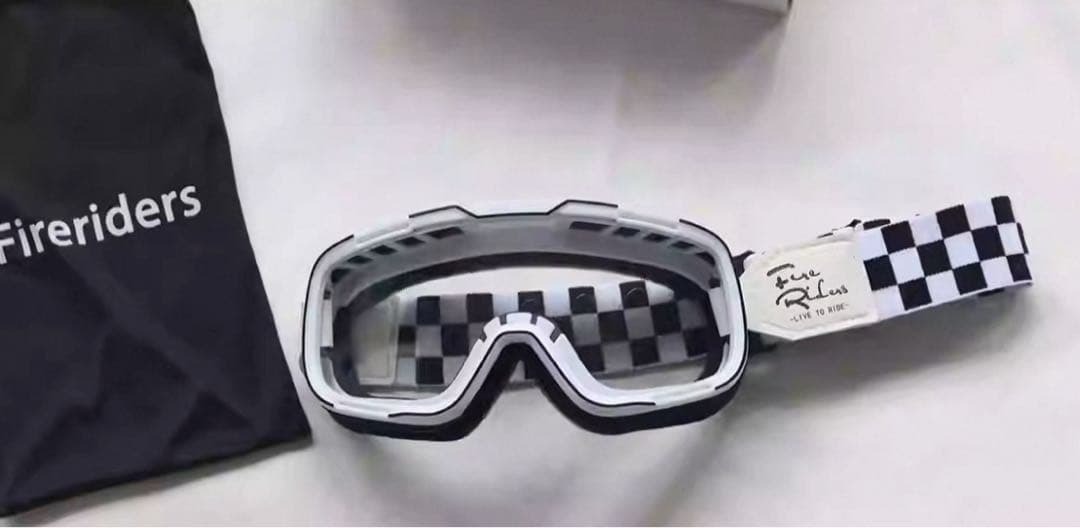 FireRiders モトクロスゴーグル チェッカー スモークレンズ スキー 送料無料 (オフロード VMX ビンテージ BELL BUCO 世田谷ベース拍卖
