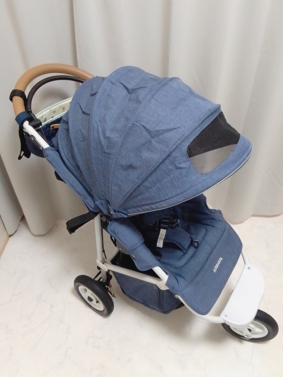 エアバギーココ ブレーキ ホワイト/ブルー 3輪 ベビーカー #エ拍卖