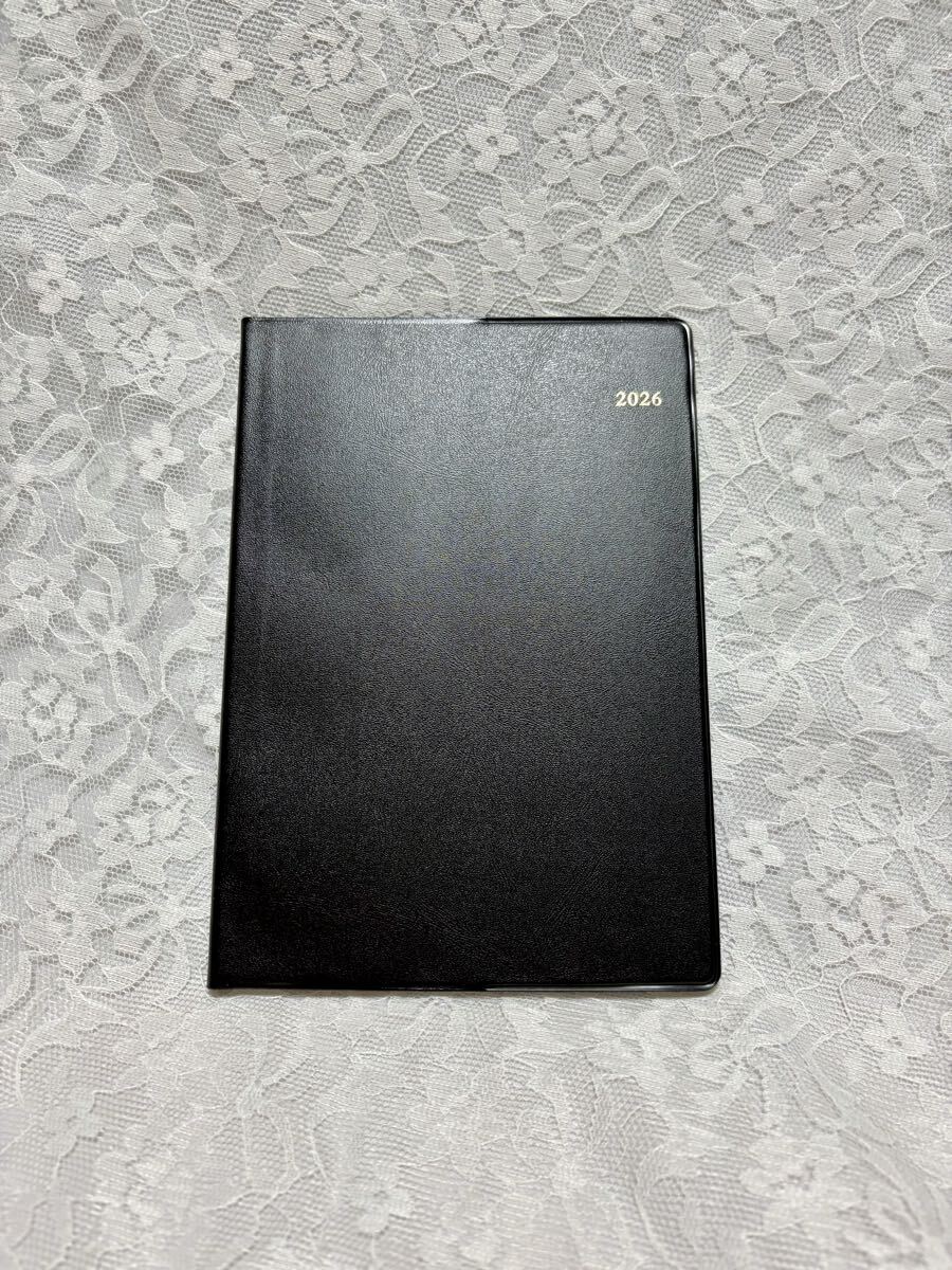 2026年 定番 黒 手帳 スケジュール帳 ビジネス手帳 しおり紐つき拍卖