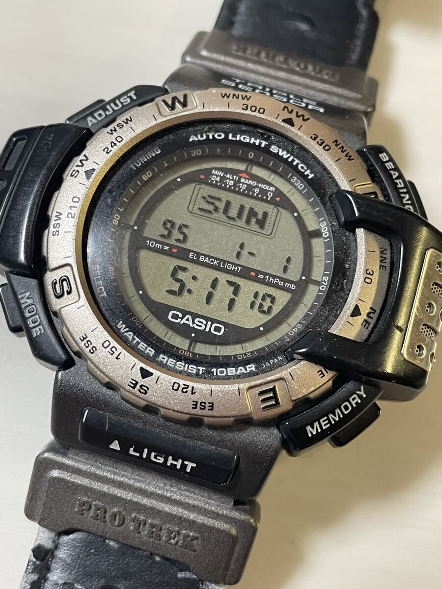 CASIOカシオ 本物 PROTREK プロトレック PRT-40 デジタル クオーツ 多機能 カレンダー ラウンド メンズ腕時計 稼働品拍卖