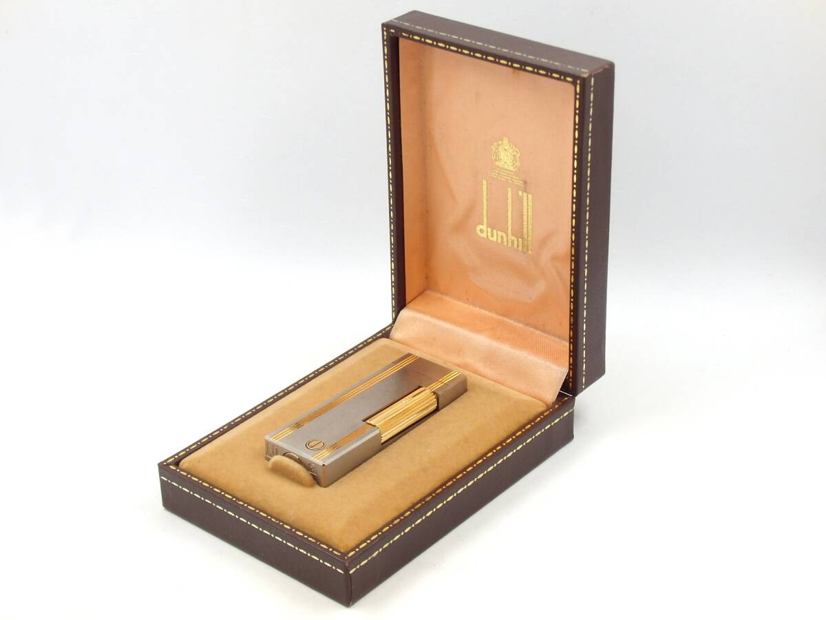 ★ジャンク★Dunhill ダンヒル ライター ストライプ ケース付き ※ローラー部不動 / OFG64475O拍卖