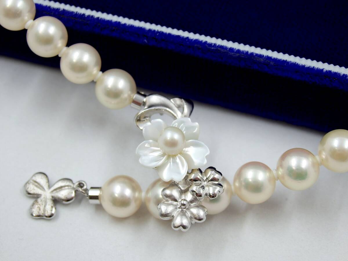 ★中古★刻印 SILVER PAT / パール ネックレス 留め具桜の花モチーフ ※総重量 35.6g / 直径46センチくらい / OFG63607O拍卖