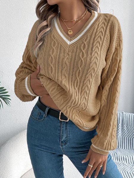 G1011  レディースニットセーター 上質 通勤 ☆  可愛い  トップス  カジュアル  キャメル拍卖