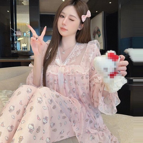 DN1003  レディース ナイトウエア☆  大人sexy☆  ルームウエア    パジャマ  可愛い  綺麗 上下セット  ピンク拍卖