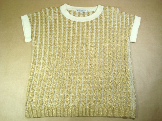 ヴィンテージ★GIVENCHY ジバンシィ★半袖ニット ケーブル編み 金ラメ糸使用★size13★美品拍卖
