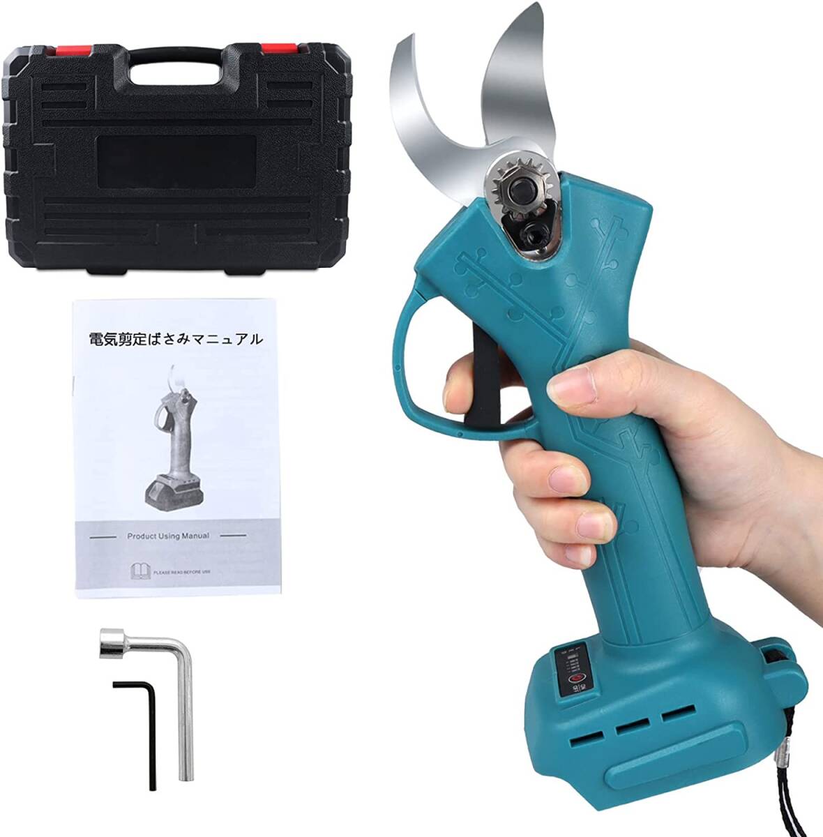 (B) 剪定ハサミ ブルー 互換 マキタ 充電式 コードレス 剪定ばさみ 電動 枝切り 鋏 18V 14.4V Makita ケース付き 庭木拍卖