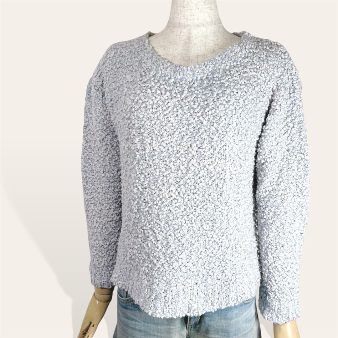 美品 オゾック OZOC ライトブルー プルオーバーニットトップス セーター 38・M レディース 1451拍卖