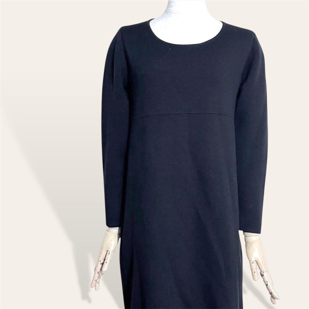 人気 ボールジィ 黒 ウール ニット コクーンシルエット ひざ丈 ニット ワンピース 38・ レディース 3568拍卖