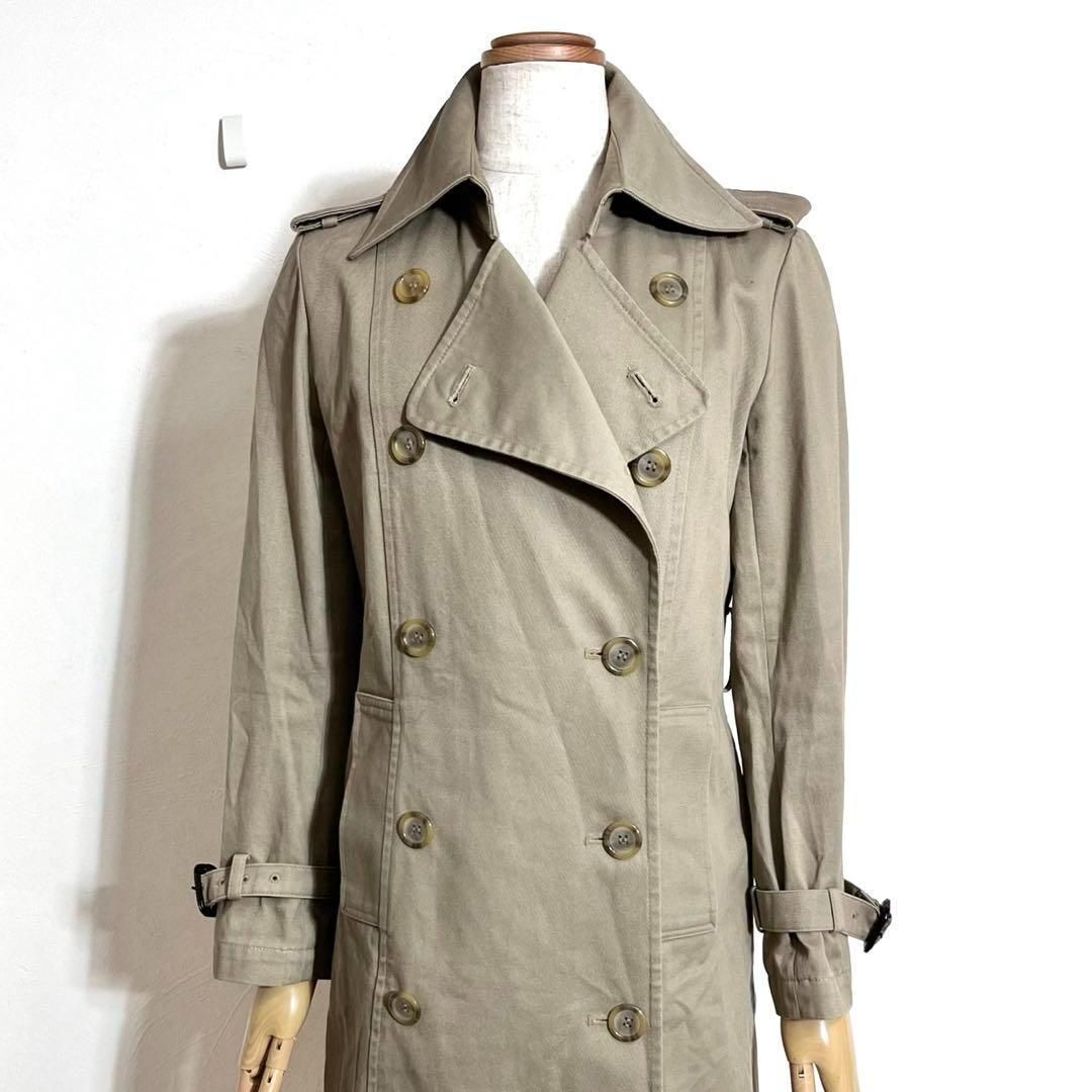 美品 グレースコンチネンタル ベージュ コットン トレンチコート ジャケット 36・S レディース 3129拍卖