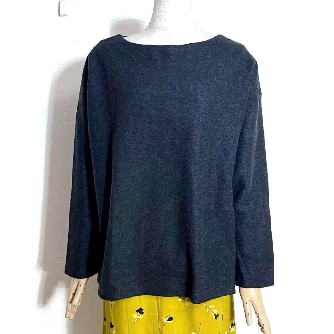 人気 オペークドットクリップ ダークグレー 起毛素材 ビッグシルエット バックスリット プルオーバー トップス 38・M レディース拍卖