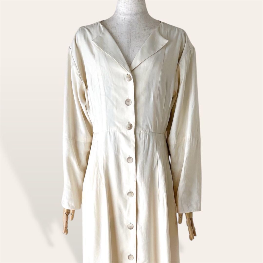美品 マウジー アイボリー TUCK WAIST L タックウェスト シャツワンピース ドレスワンピース 2・ レディース 4267拍卖