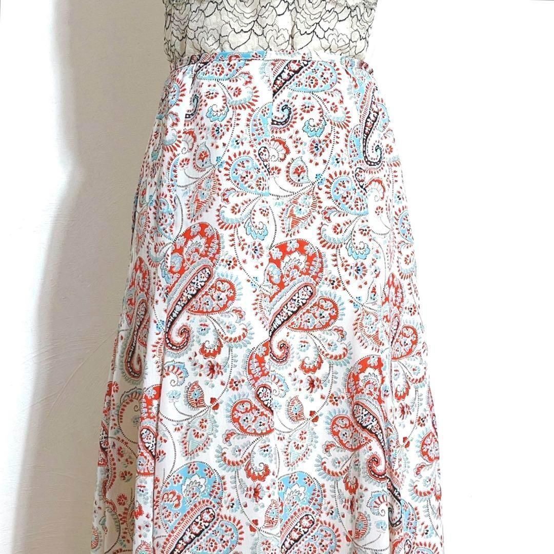 極美品 ジュンコシマダ トリコロール ペイズリー柄 フェミニン ロングフレアスカート M レディース 2190拍卖