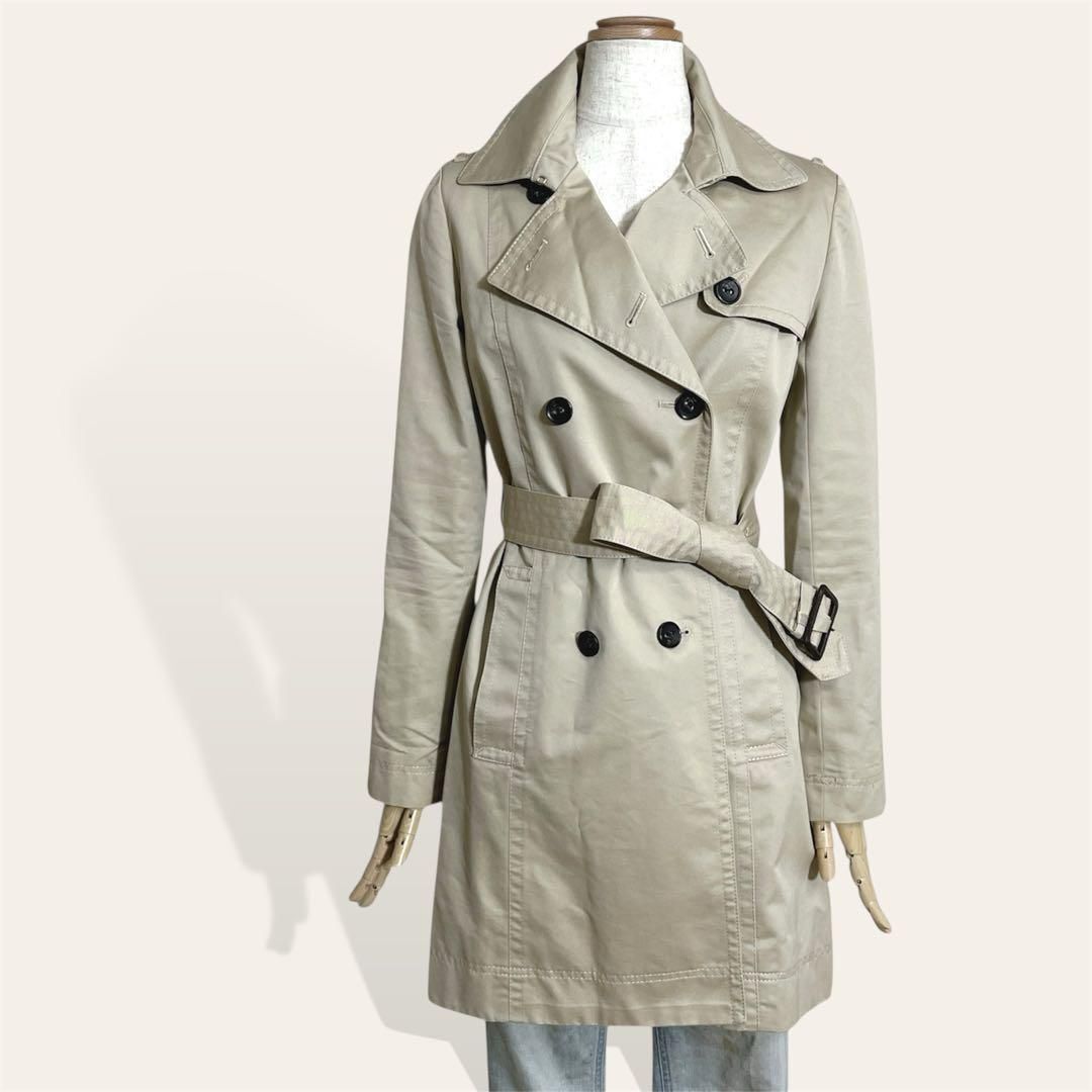 美品 アンタイトル UNTITLED ベージュ 手五番人気 伝統的 高品質 きちんと感 ベルト付き トレンチコート 1・S レディース 通勤通学 2555拍卖