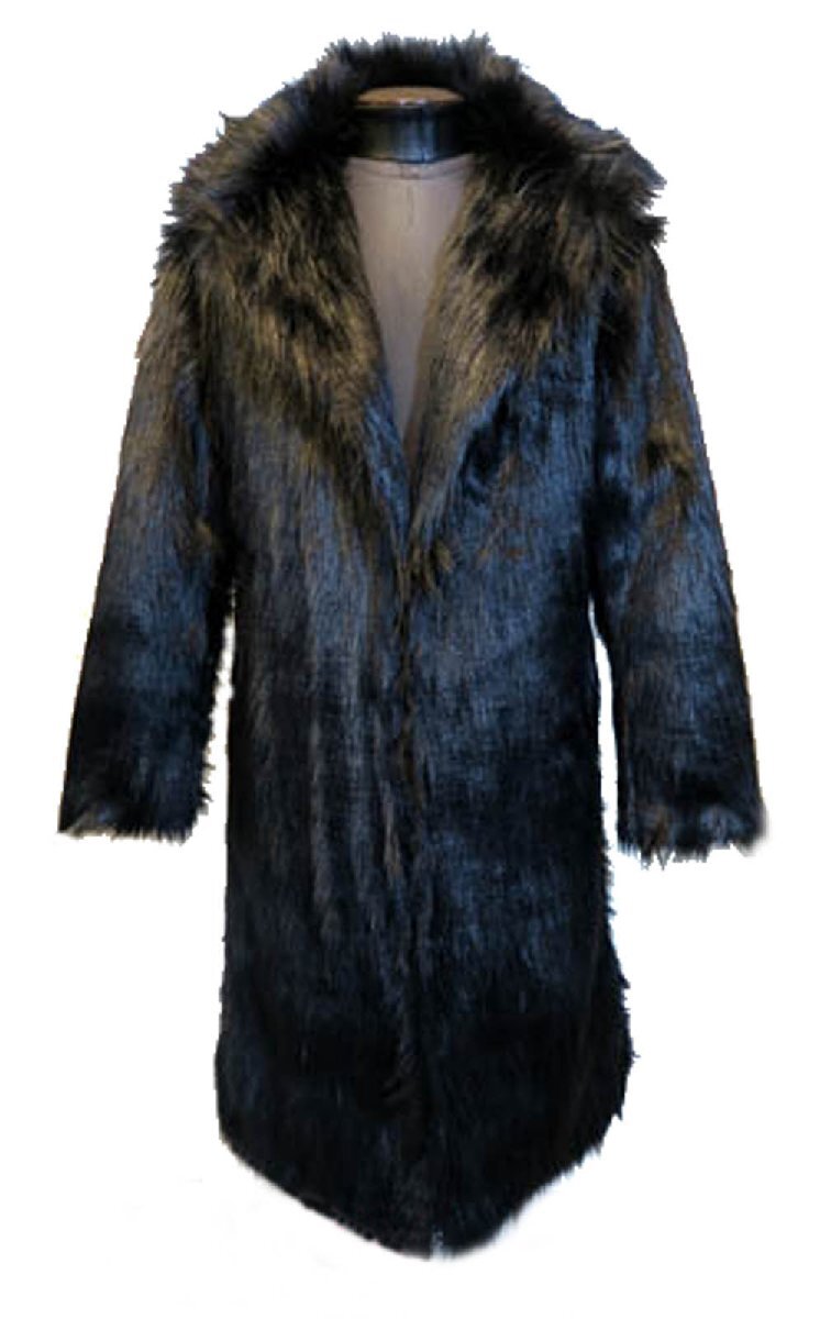 新品 XXLサイズ ファーコート ロング丈 チェスターコート 黒 5331 メンズ ロングコート ブラック 毛皮 ヴィジュアル ロック モード ホスト拍卖