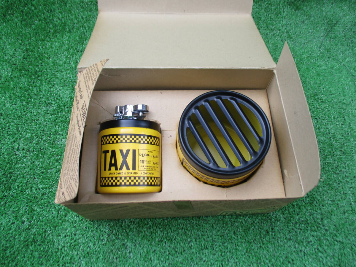 TAXI 丸型ライター 灰皿 トレイ付き イエロー 黄色 インテリア雑貨 拍卖