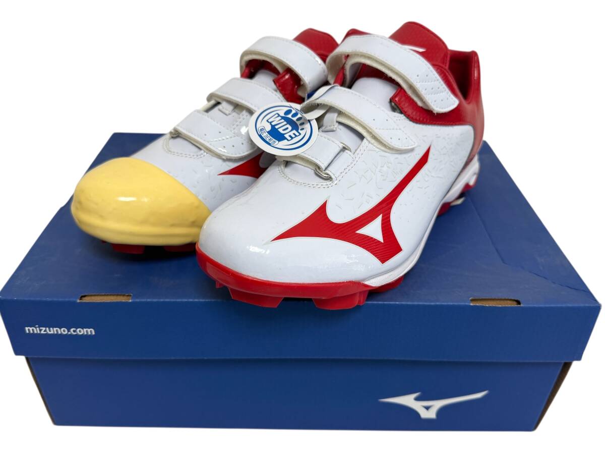 ミズノ MIZUNO WAVE SELECT NINE BLT 11GP202062 野球 ベースボール ポイントスパイク マジックテープ ベルクロ 26.5cm ホワイト/レッド拍卖