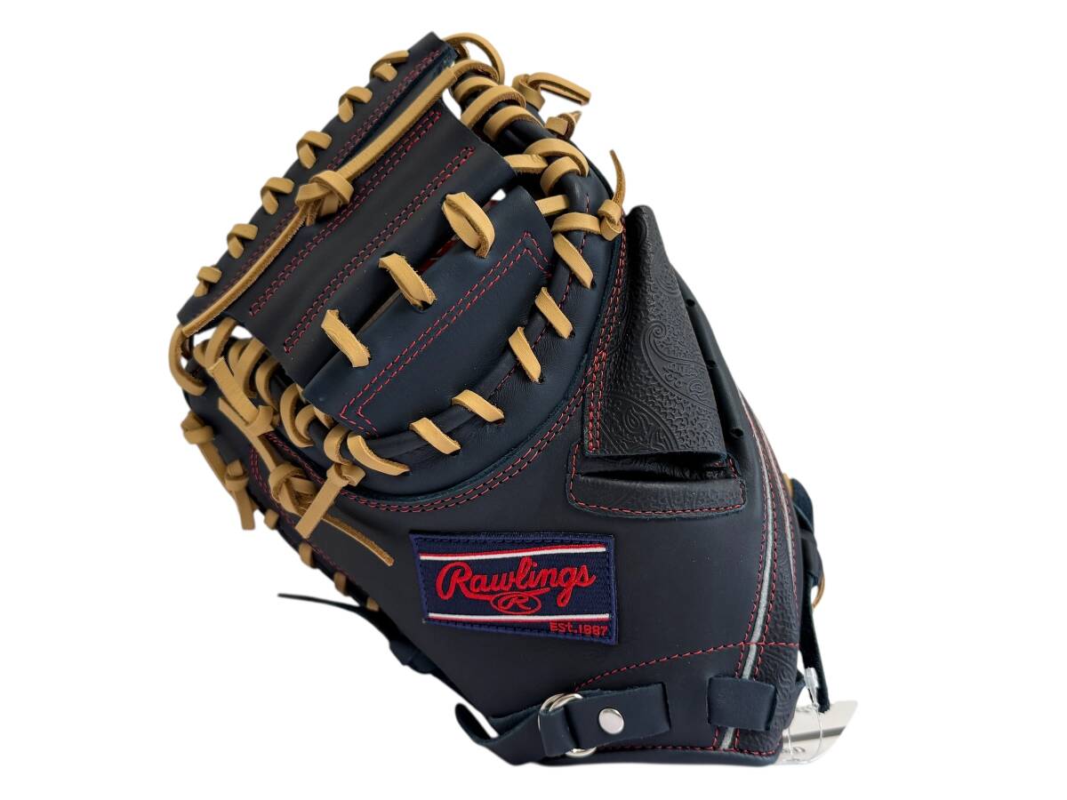 タグ付き未使用品 Rawlingsローリングス 一般軟式用キャッチャーミット ハイパーテック R9 ペイズリー 左投げネイビー サイズ33 GR3R92AF拍卖
