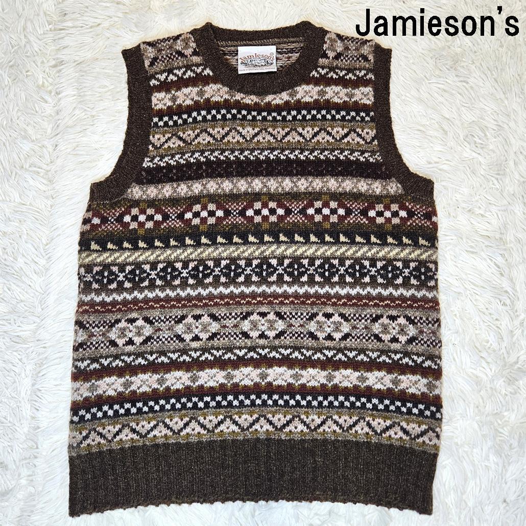 希少 クルーネックベスト美品 Jamieson’s ジャミーソンズ ウールニット拍卖