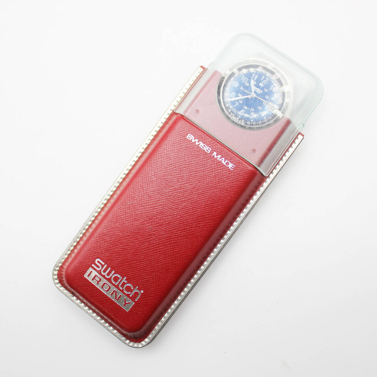 W251006-33 【ケース付き】swatch IRONY スウォッチ スイス製 メンズ腕時計 クォーツ デイト ジャンク 文字盤ネイビー拍卖