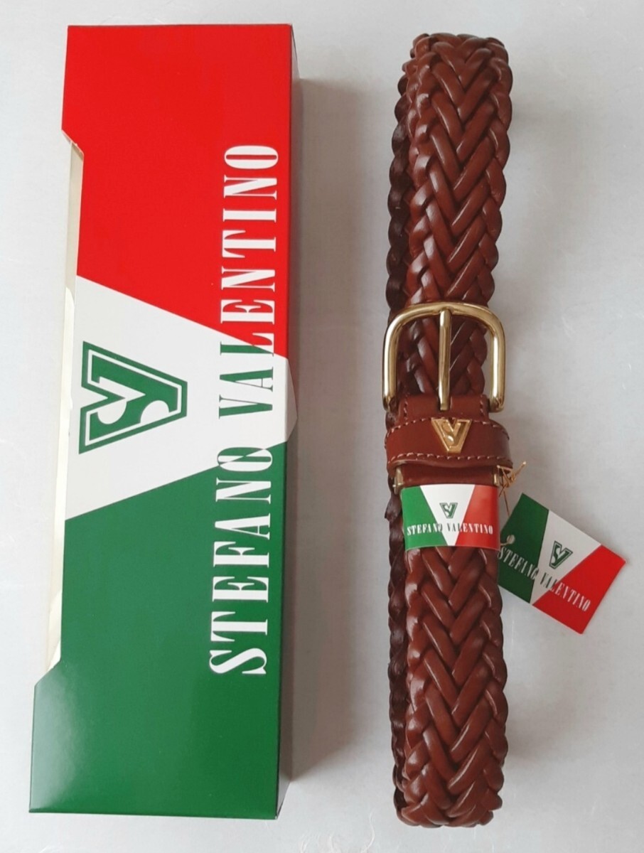 《STEFANO VALENTINO》牛革ベルト☆未使用品 美品 ビジネス 紳士 男性ベルト カジュアル メッシュ ステファノバレンチノ 1018a拍卖