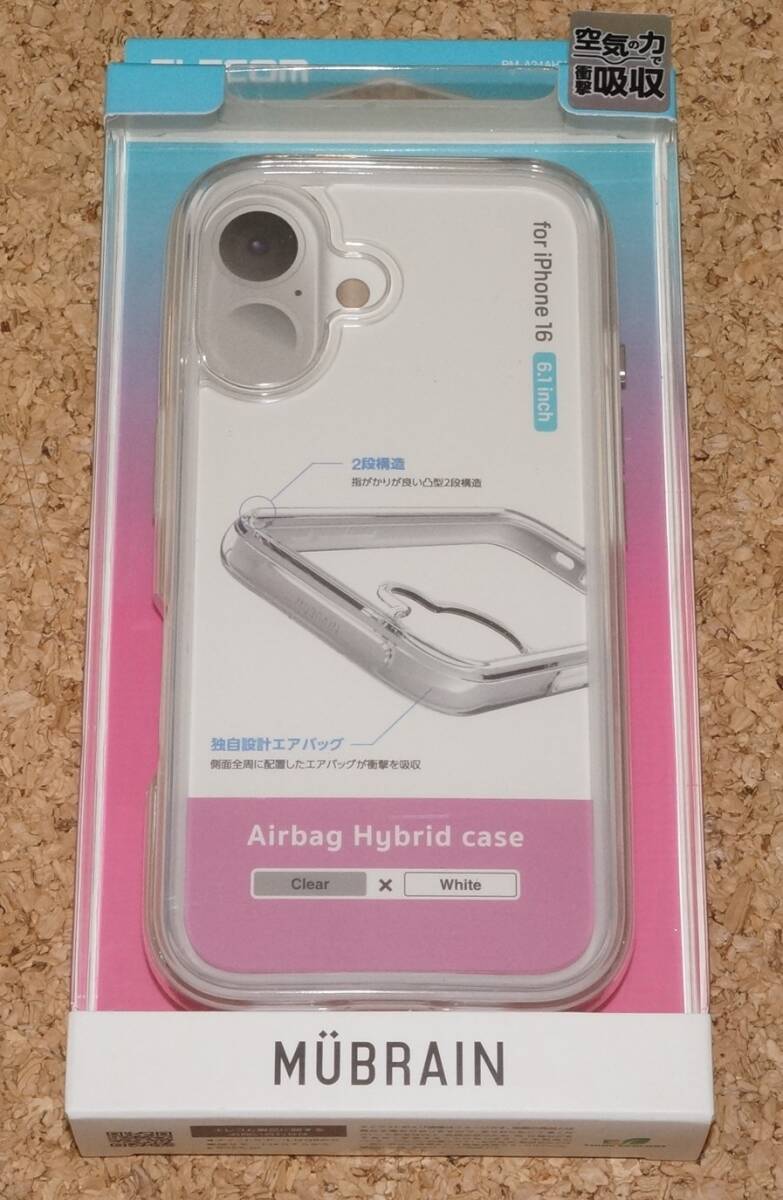 ★新品★ELECOM iPhone16 エアバッグ ハイブリッドケース MUBRAIN クリア×ホワイト拍卖