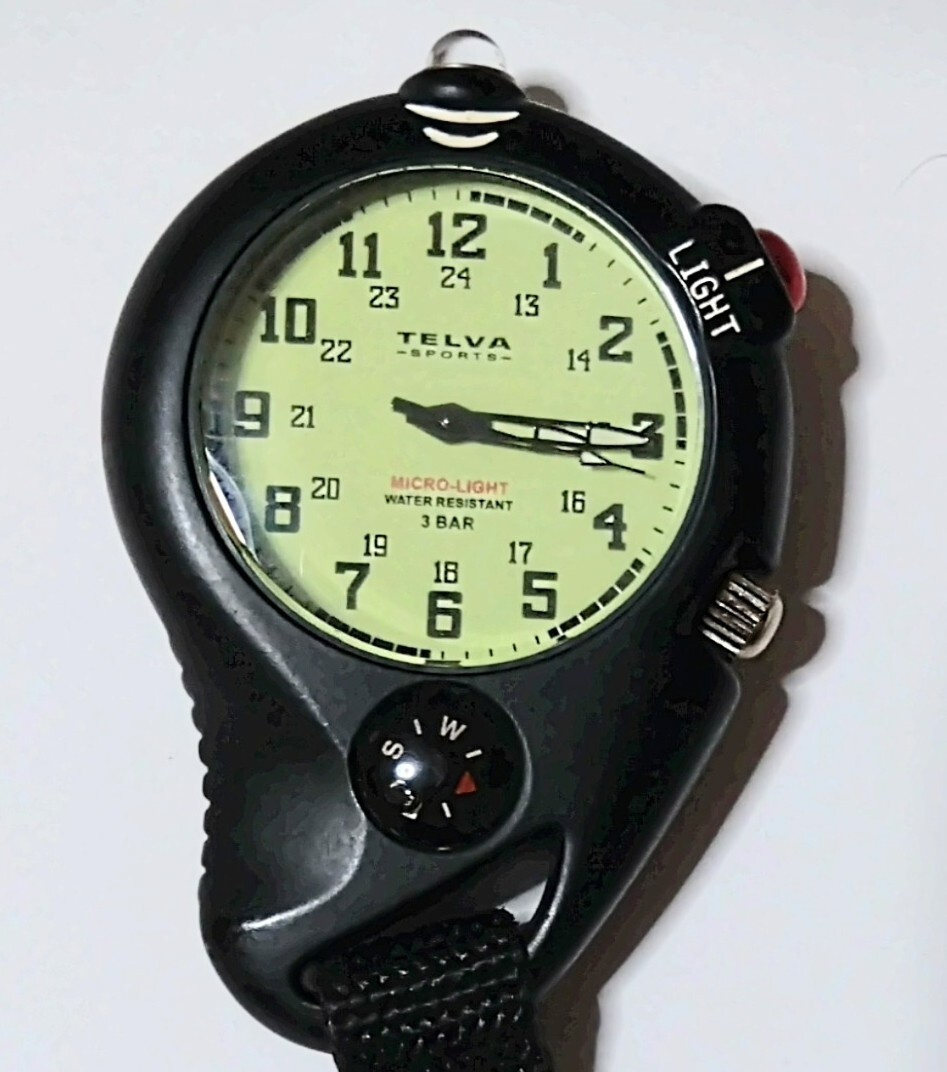 TELVA-sports- 時計 クォーツ 新品 電池交換済み 稼働品 ライト方位計付き拍卖
