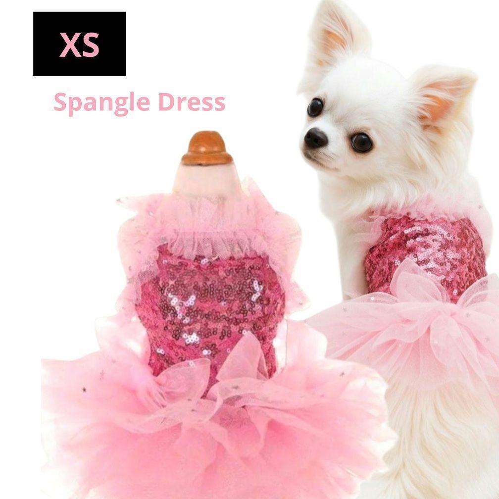 XS【新品】犬服 ラグジュアリー スパンコール チュチュ ドレス ワンピース ドレス チワワ プードル ヨーキー ピンク イベント バレエコア 拍卖