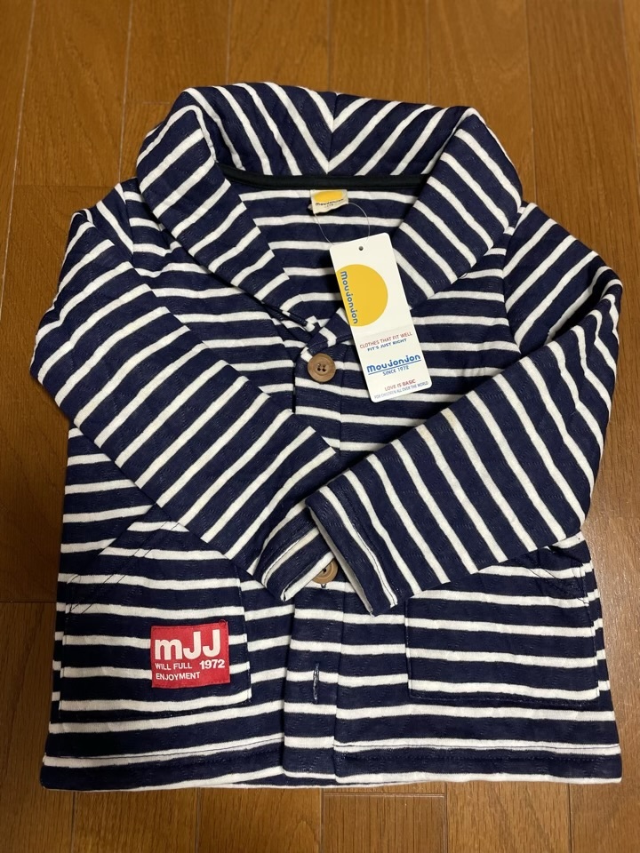 【新品】mou Jon Jon 薄手アウター 白×紺 110拍卖