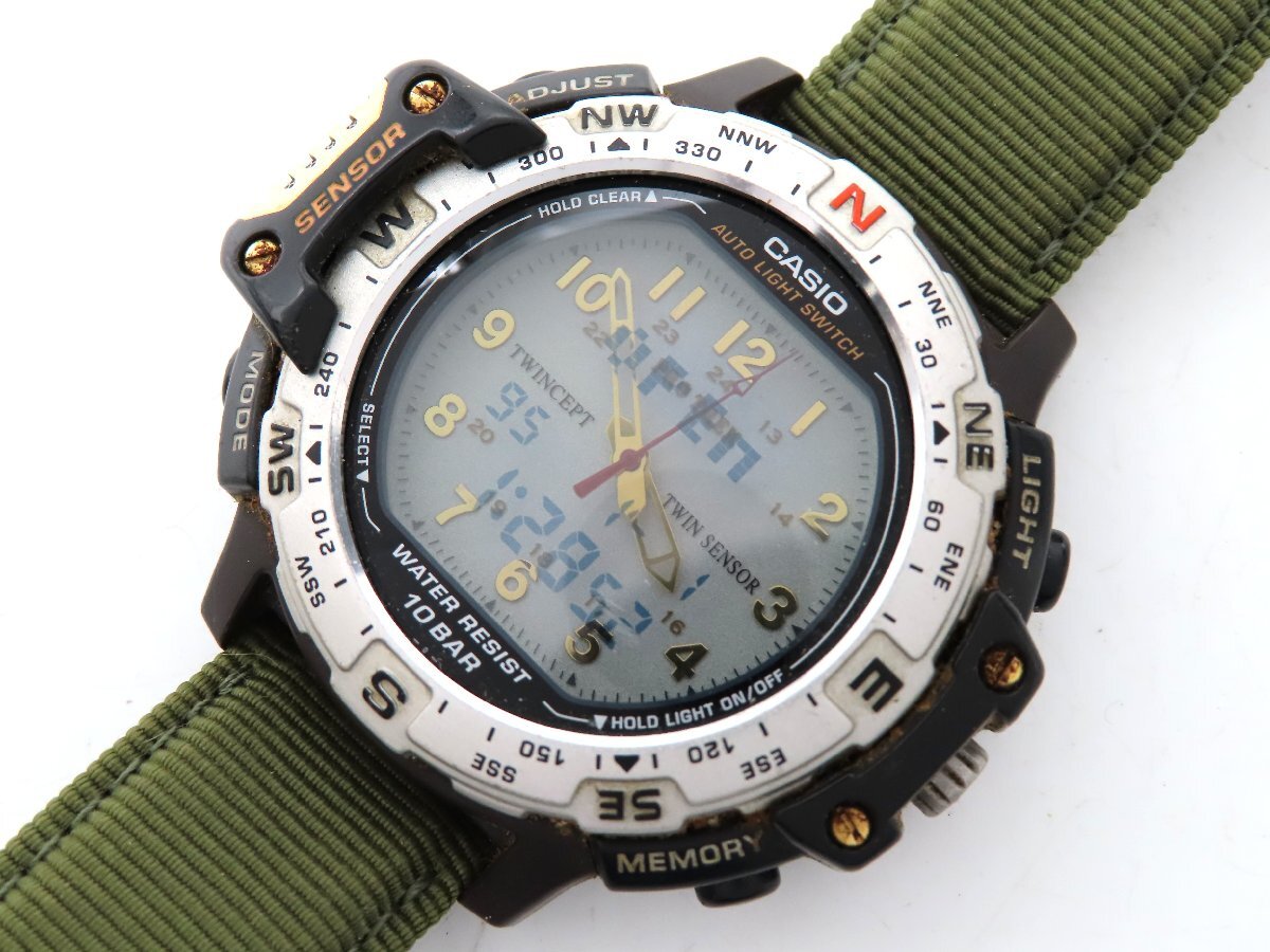 1円 カシオ PRT-50 プロトレック SS/樹脂 グレー文字盤 メンズ 稼働 QZ 26938 LRG拍卖