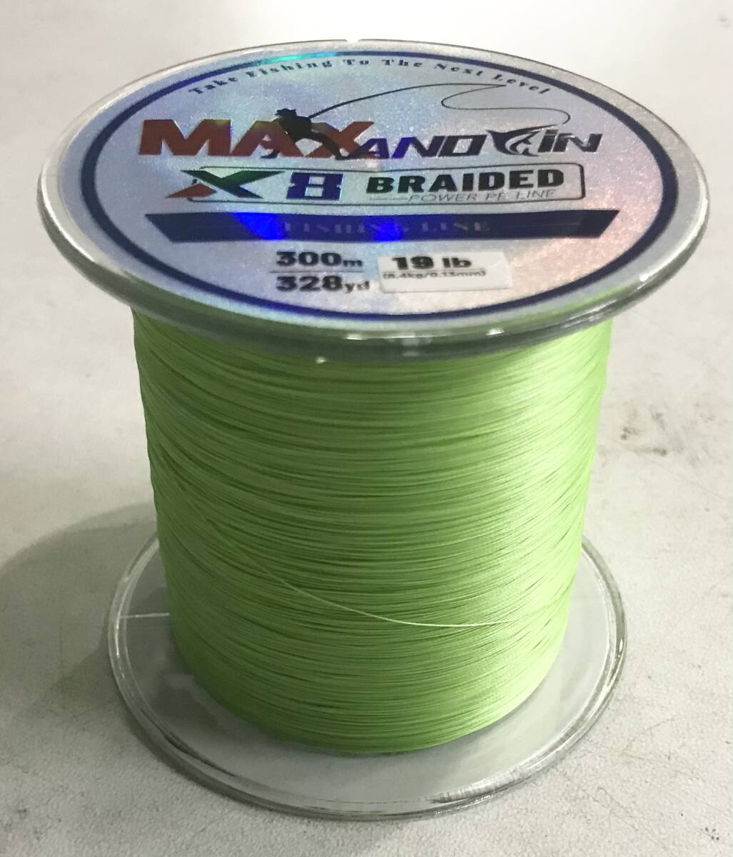 PEライン300メートル☆0.6号☆0.13㎜☆19ポンド☆送料無料☆新品未使用☆ライトグリーン☆MAX AND IN X8 BRAIDED POWER PE LINE☆拍卖