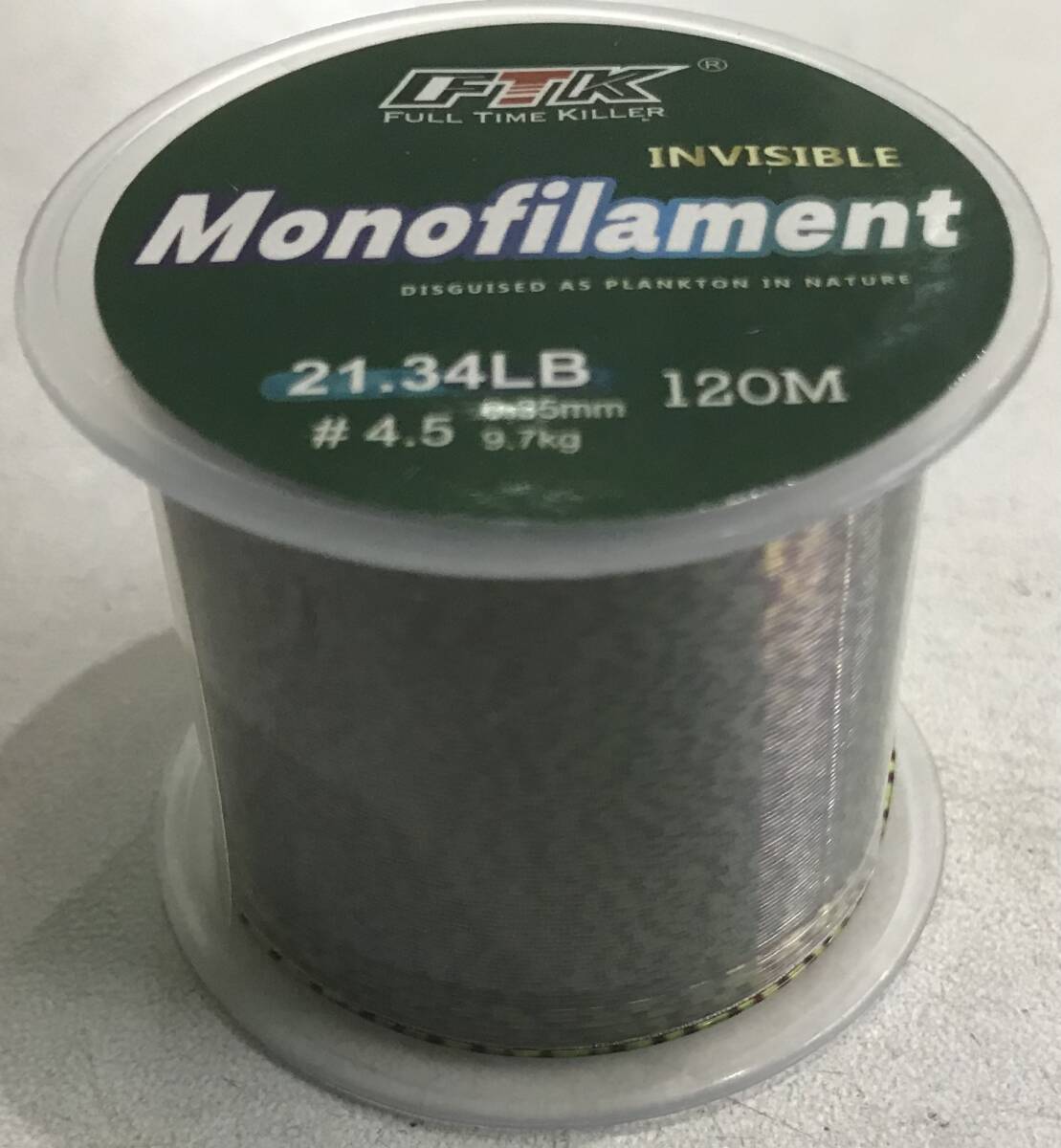 ナイロンライン120メートル☆4.5号☆0.32㎜☆21.34ポンド☆送料無料☆新品未使用☆迷彩グリーン☆FTK INVISIBLE nylon Line☆釣り糸☆拍卖