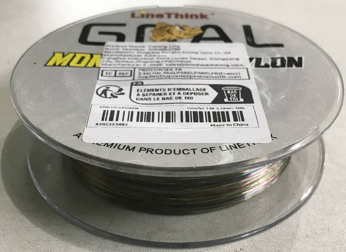ナイロンライン500メートル☆3号☆0.28㎜☆16ポンド☆送料無料☆新品未使用☆マルチカラー☆Line think GOAL super strong nylon LINE☆拍卖