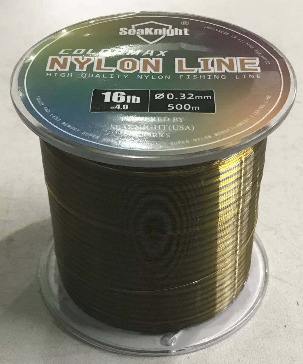 ナイロンライン500メートル☆4号☆0.32㎜☆16ポンド☆送料無料☆新品未使用☆カモフラージュゴールド☆SEAKNIGHT COLOR MAX NYLON LINE☆拍卖