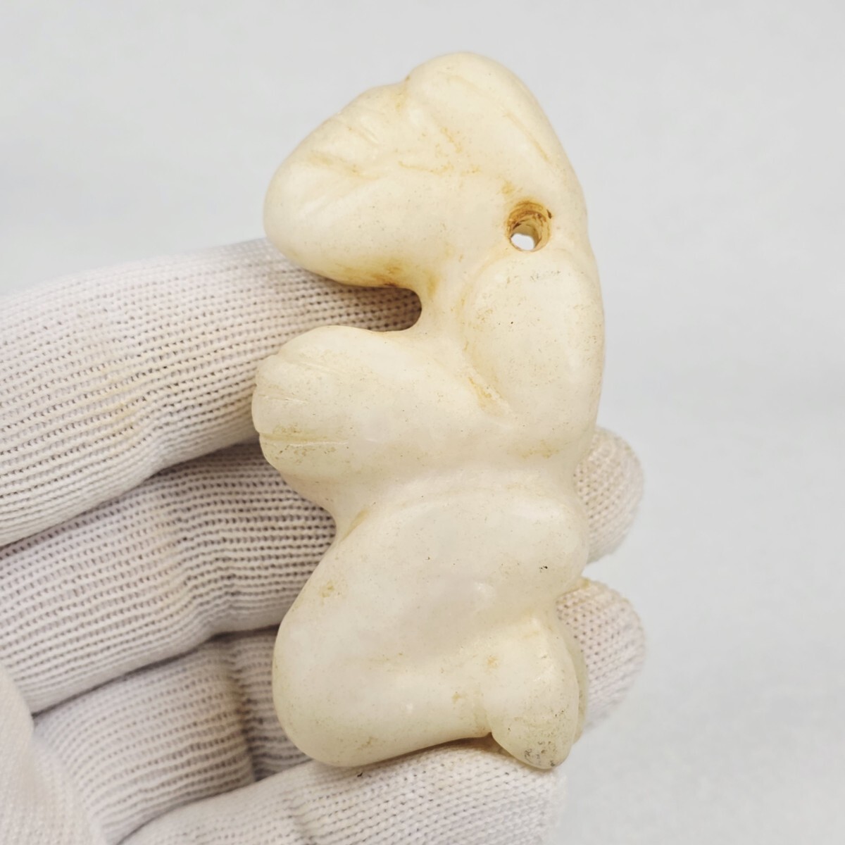 古玉文化 高古漢白玉 手彫 古薩満祭司像 祈天巫観媒介 縁起物 激安拍卖