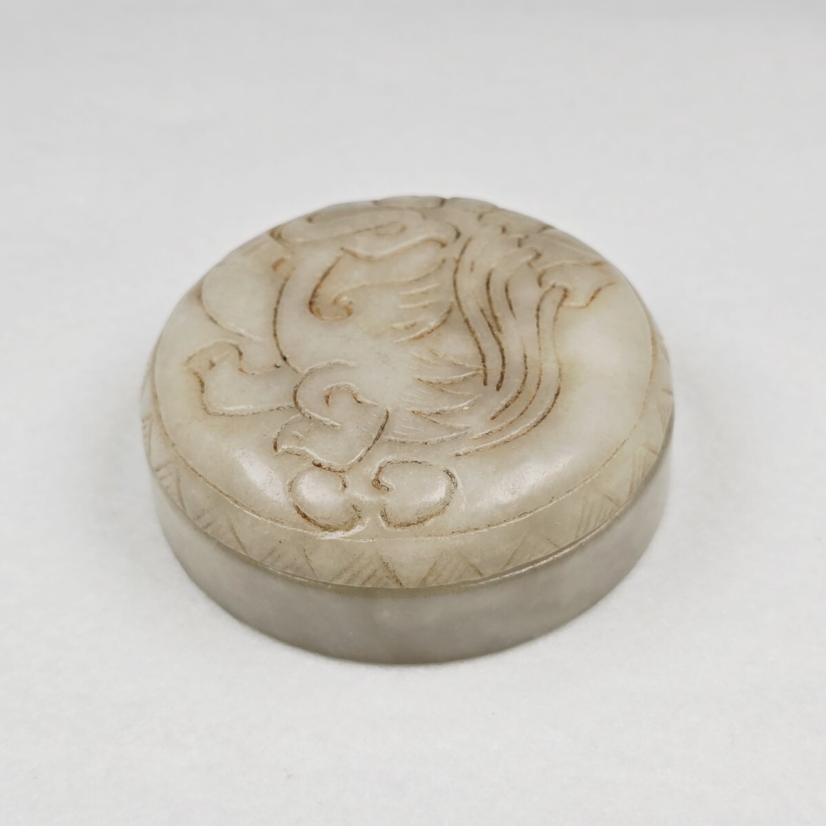 骨董品 茶道具 本物和田白玉 手彫 明清 鳳紋 香合 粉合 炉瓶三事 古道具拍卖