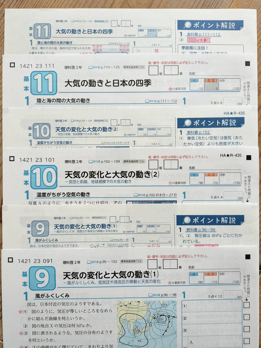 学習の達成 理科2年/中学理科(第9~11回)【未記入・解答付き/美品】/令和5年度/啓林館拍卖