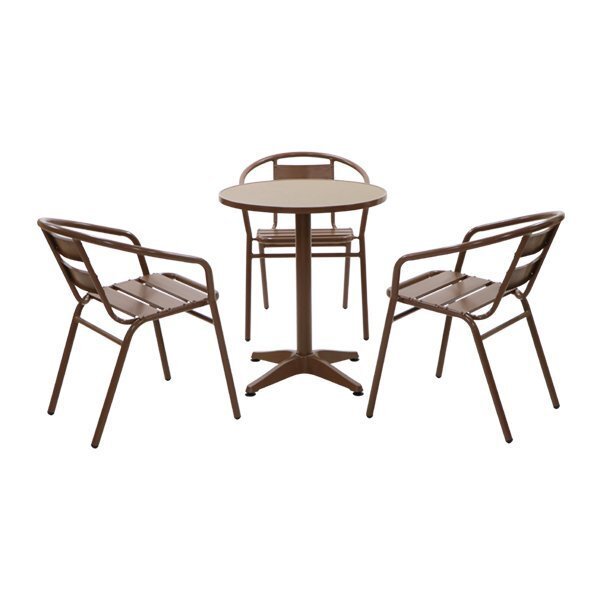 送料無料 アルミ ガーデンチェア ガーデンテーブル 4点セット 茶 ガーデンセット アルミ製 ガーデンテーブル&チェアー3脚 軽量拍卖