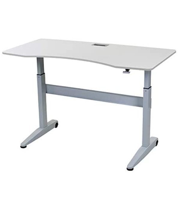 送料無料 昇降デスク ガス圧 昇降 デスク コードホール付 キャスター付 W150×D74×H74.5~116cm 天板 ホワイト 脚 ホワイト拍卖