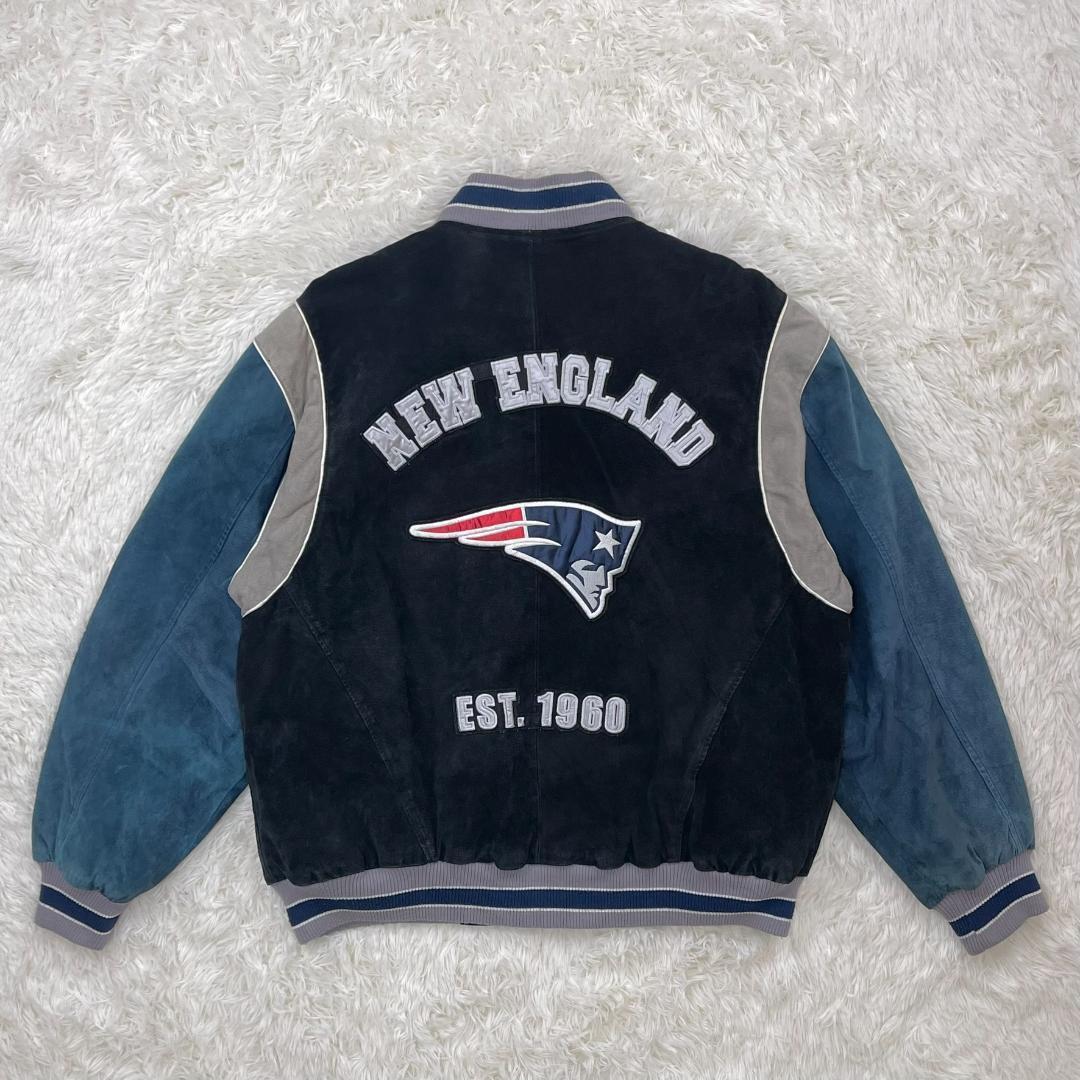 総スエード レザー スタジャン NFL ニューイングランド ペイトリオッツ XL拍卖
