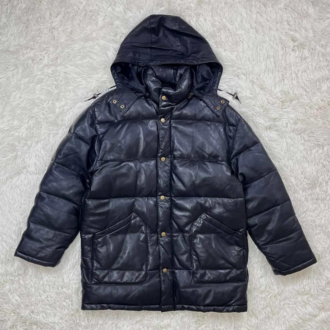 本革 オールレザー ダウンジャケット シープレザー 羊革 Lサイズ 黒 ブラック拍卖