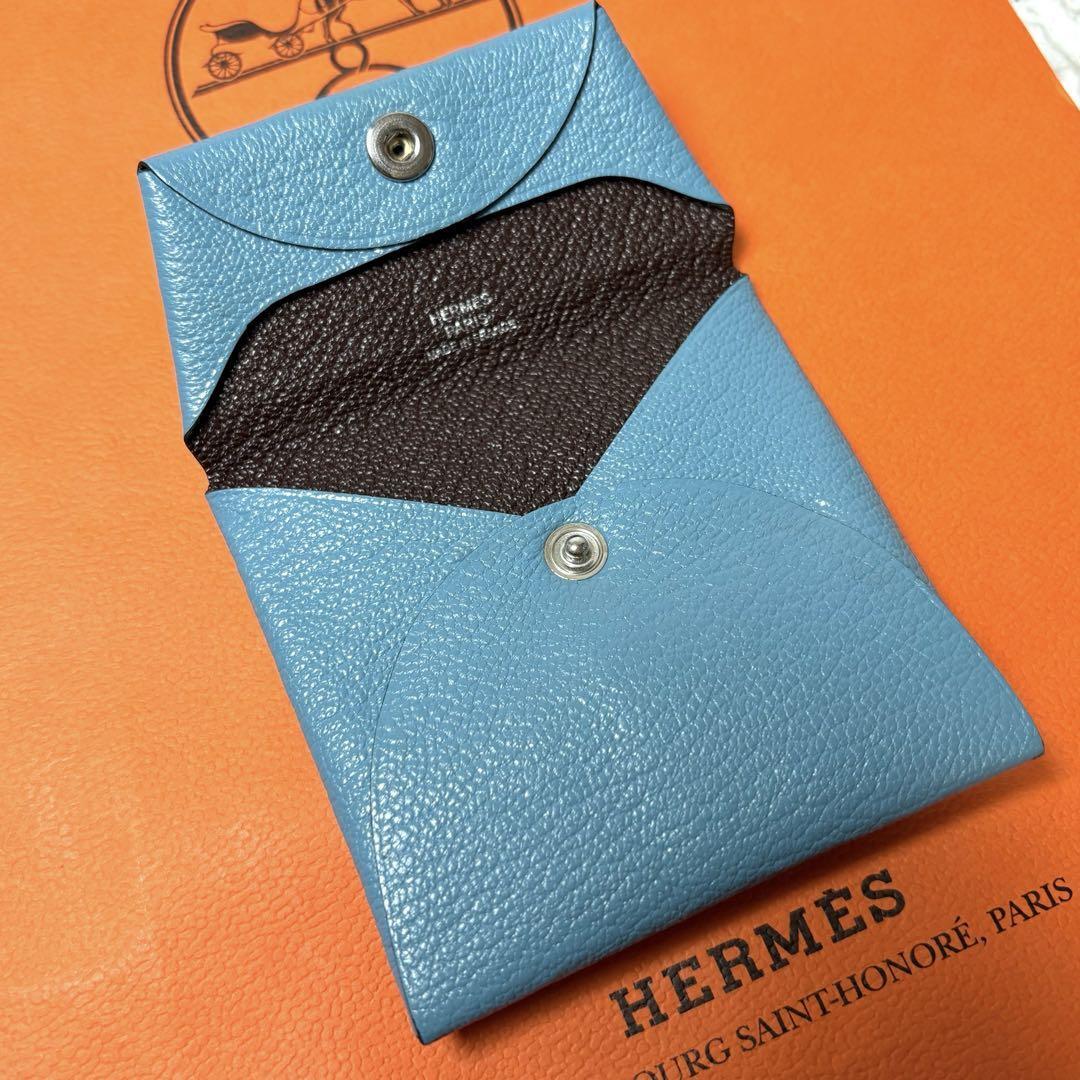 未使用級 エルメス HERMES 24年製 コインケース バスティア 小銭入れ バイカラー 財布 コンパクト ブルー ブラウン拍卖