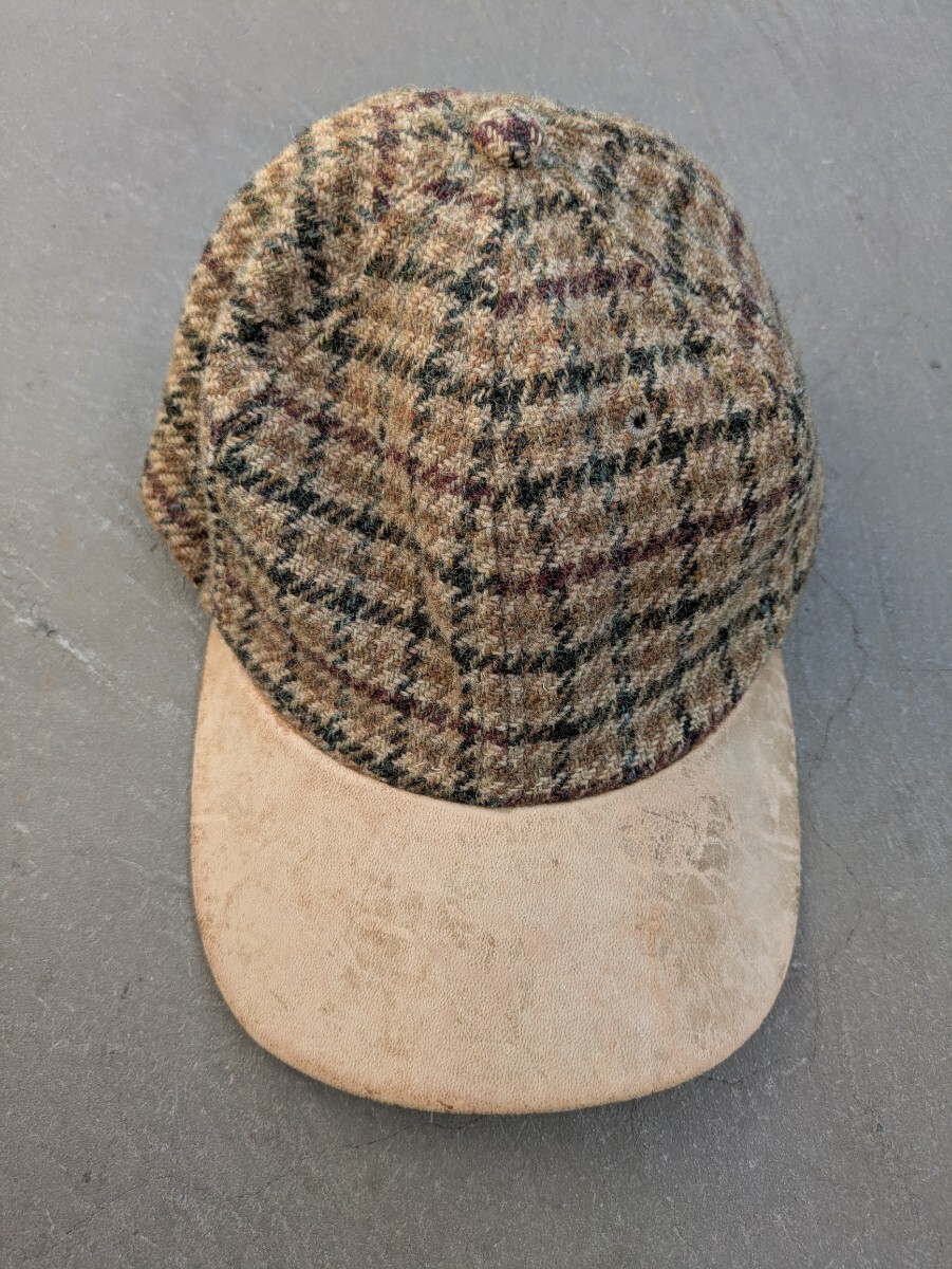 90s USA製 ラルフローレン レザー ツイード キャップ RRL ポロカントリー ポロスポーツ 古着 ビンテージ ヴィンテージ拍卖