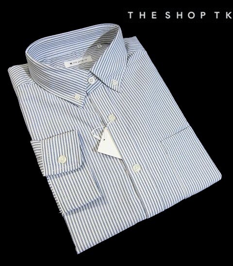 K月11063新品▼ タケオキクチ THE SHOP TK ボタンダウンカラー オックスシャツ L グレー系 長袖シャツ ON・OFF対応 シャツ 速乾素材拍卖