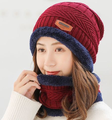 送料込 ニット帽 マフラー 2点セット 裏起毛 防寒 暖かい 男女 首元あったか アウトドア 防寒 ニット帽 ネックウォーマー 拍卖