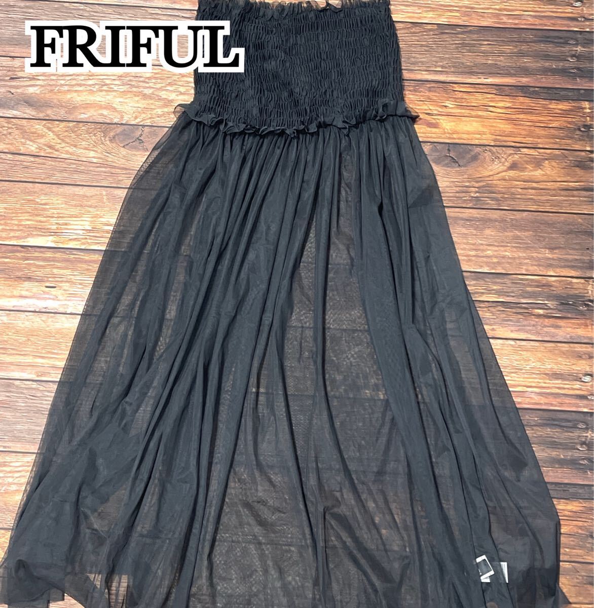新品 未使用 FRIFUL SHEIN フリフル シーイン チュールワンピース ワンピース レディース ゆったり 大人 チュール ロング丈 ブラック XL拍卖