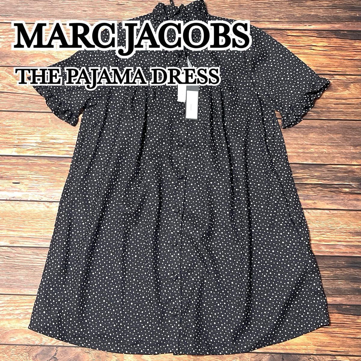 新品 未使用 MARC JACOBS THE PAJAMA DRESS マークジェイコブス ドット フリル ギャザー ブラウス チュニック ブラック サイズ4 M拍卖