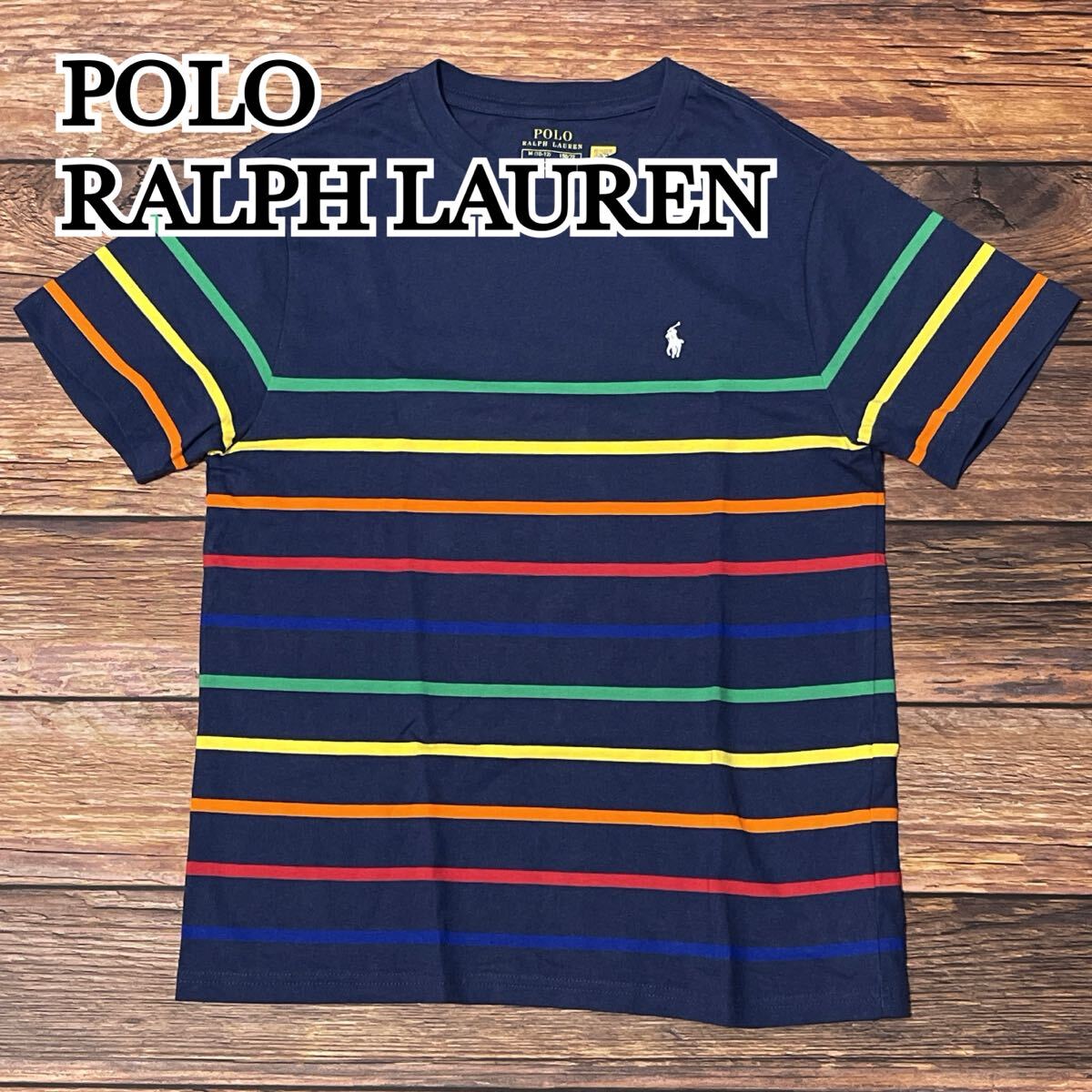 POLO RALPH LAUREN ポロ ラルフローレン 半袖ポロシャツ シャツ Tシャツ ボーダー柄 キッズ用 子供服 男の子用 ネイビー M 150拍卖